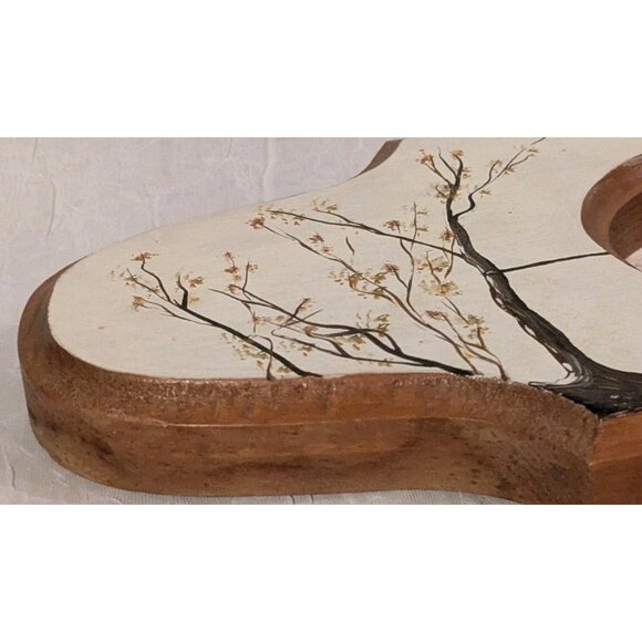 Painted Wooden Frame Folk Art Tree Tire Swing Sample Plaque Winter Lonely Vtg - Picture 12 of 16